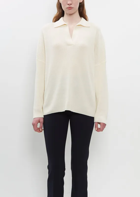 Ribbed Wool Louise Polo Sweater sold by La Garconne