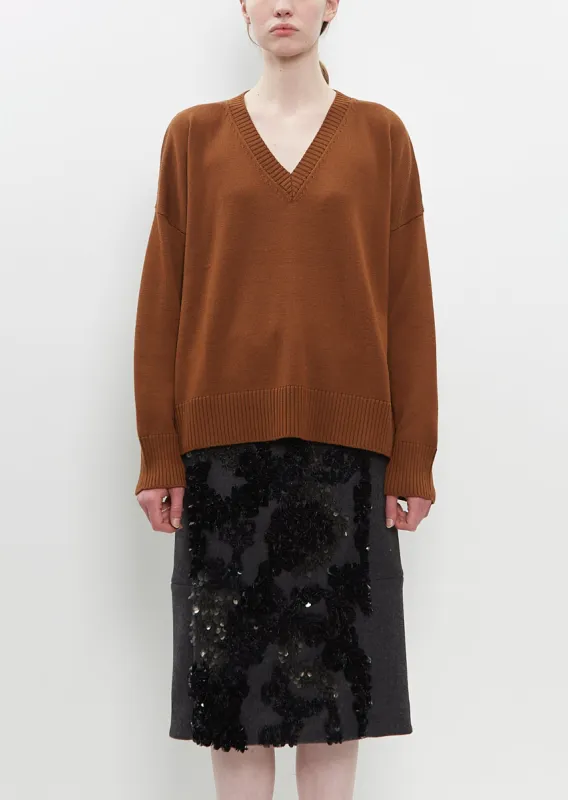 Merino Wool V Neck Knit sold by La Garconne