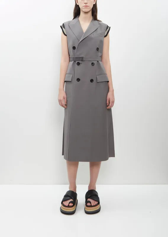 Poly Wool Suiting Long Vest Dress made by Sacai