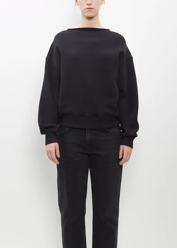 Cotton Wool Rolled Neck Sweatshirt — Black sold by La Garconne