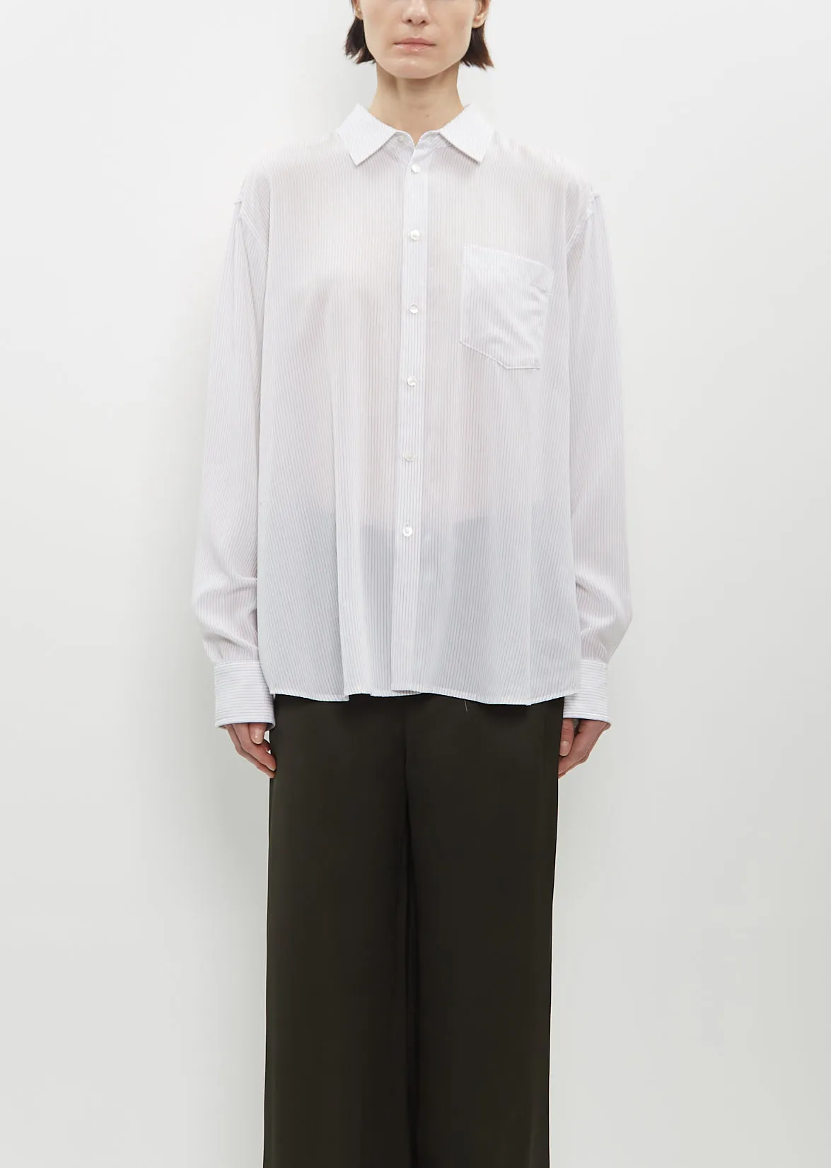 Tencel Ruched Biggie Shirt sold by La Garconne