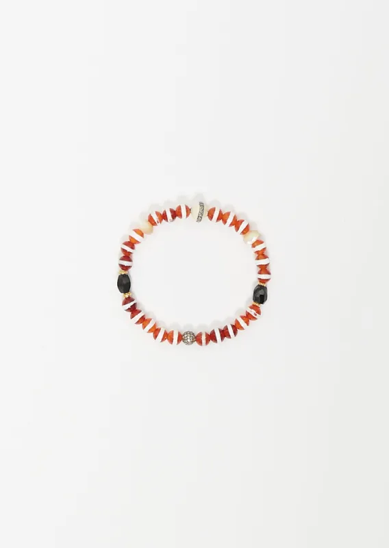 Brown Agate Stripe Beaded Bracelet 14 sold by La Garconne