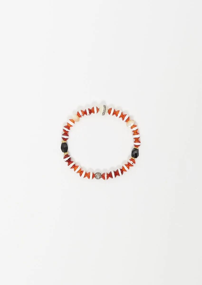 Brown Agate Stripe Beaded Bracelet 14 sold by La Garconne