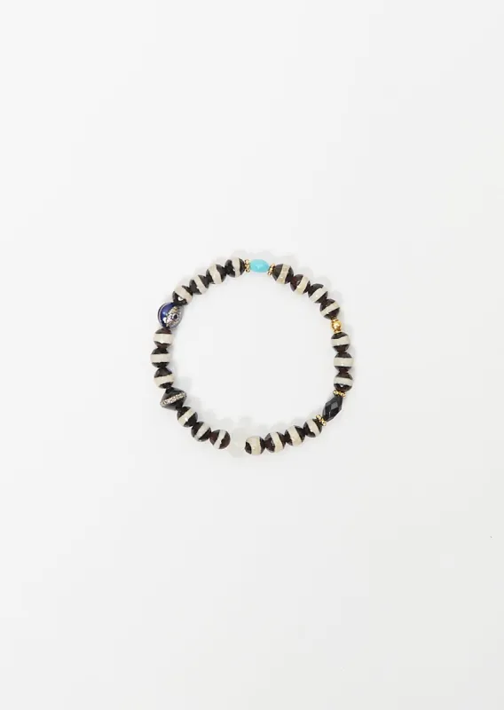 Black Agate Stripe Beaded Bracelet 71 sold by La Garconne