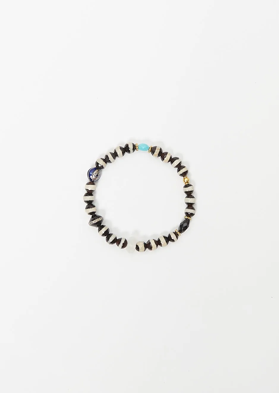 Black Agate Stripe Beaded Bracelet 71 sold by La Garconne