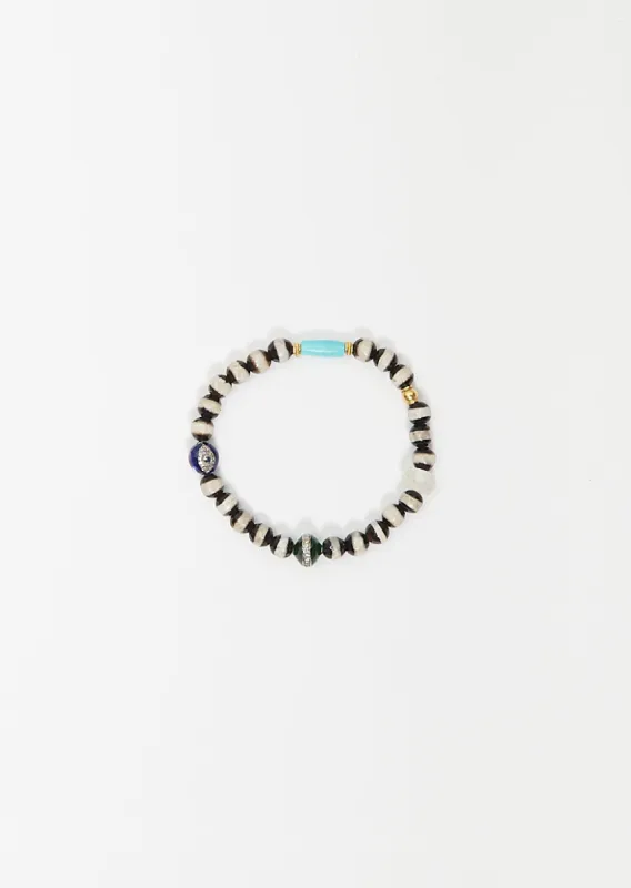Black Agate Stripe Beaded Bracelet 13 sold by La Garconne