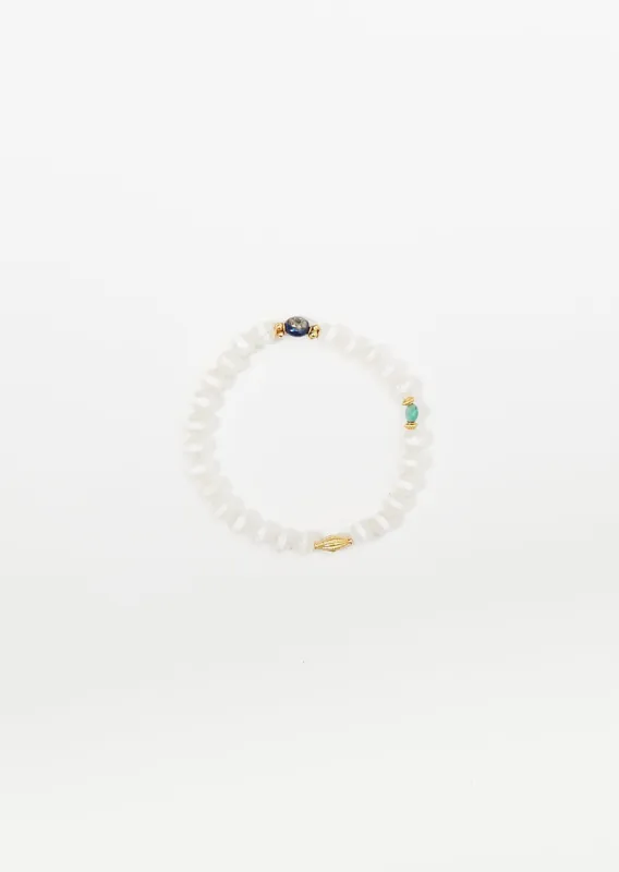 White Agate Stripe Beaded Bracelet 63 sold by La Garconne