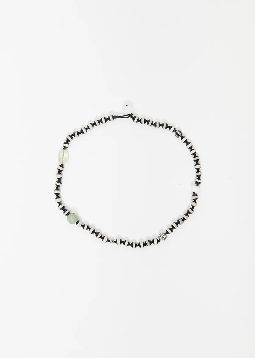 Black Agate Stripe Beaded Necklace 191 40cm sold by La Garconne