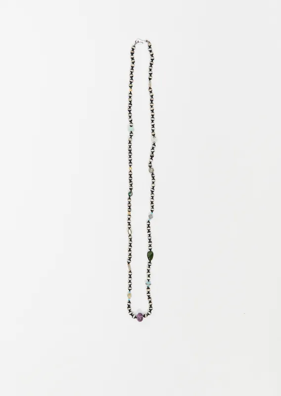 Black Agate Stripe Beaded Necklace 30 80cm sold by La Garconne