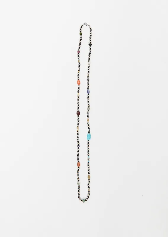 Black Agate Stripe Beaded Necklace 28 100cm sold by La Garconne