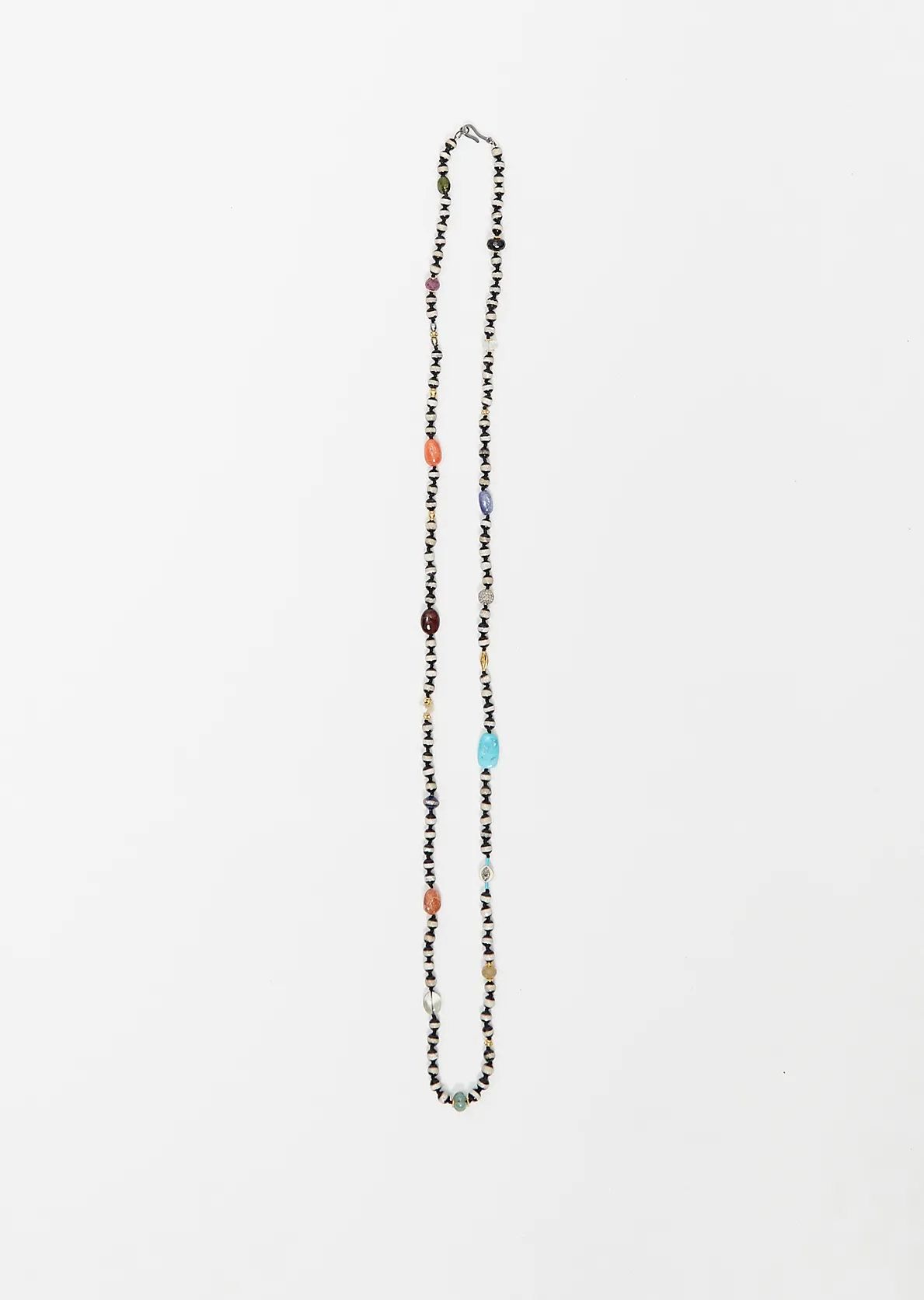 Black Agate Stripe Beaded Necklace 28 100cm sold by La Garconne