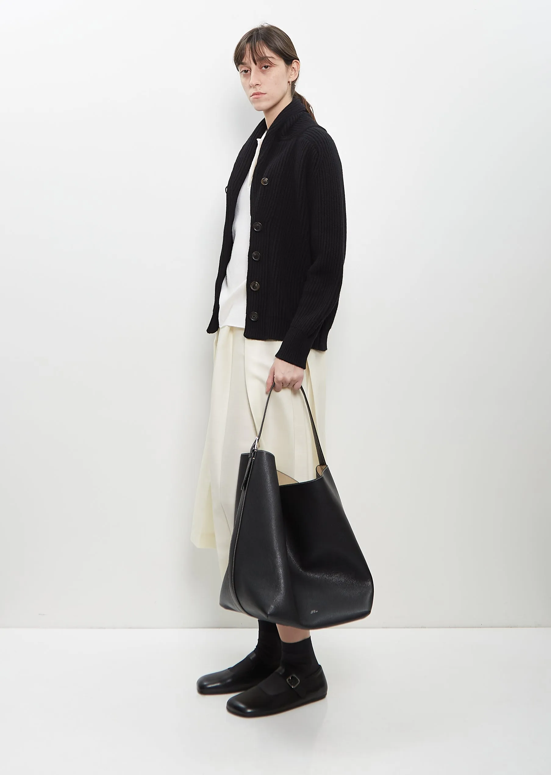 Leather Belted Tote — Black sold by La Garconne product image thumbnail 3