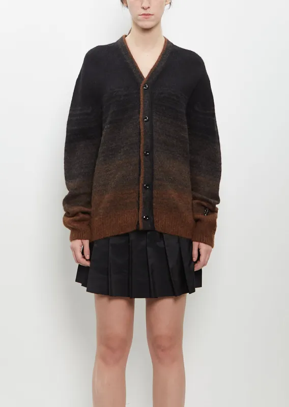 Alpaca Merino Wool Knit Cardigan — Chocolate Ombre sold by La Garconne