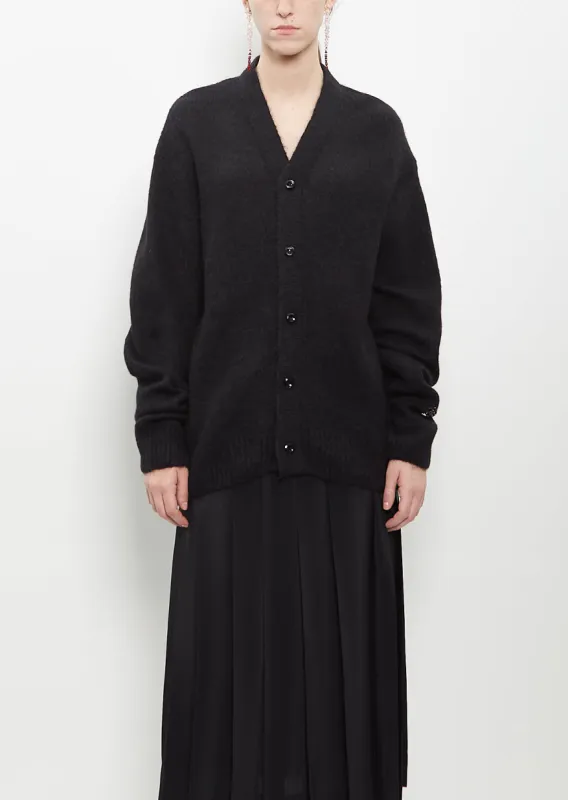 Alpaca Merino Wool Knit Cardigan — Black sold by La Garconne