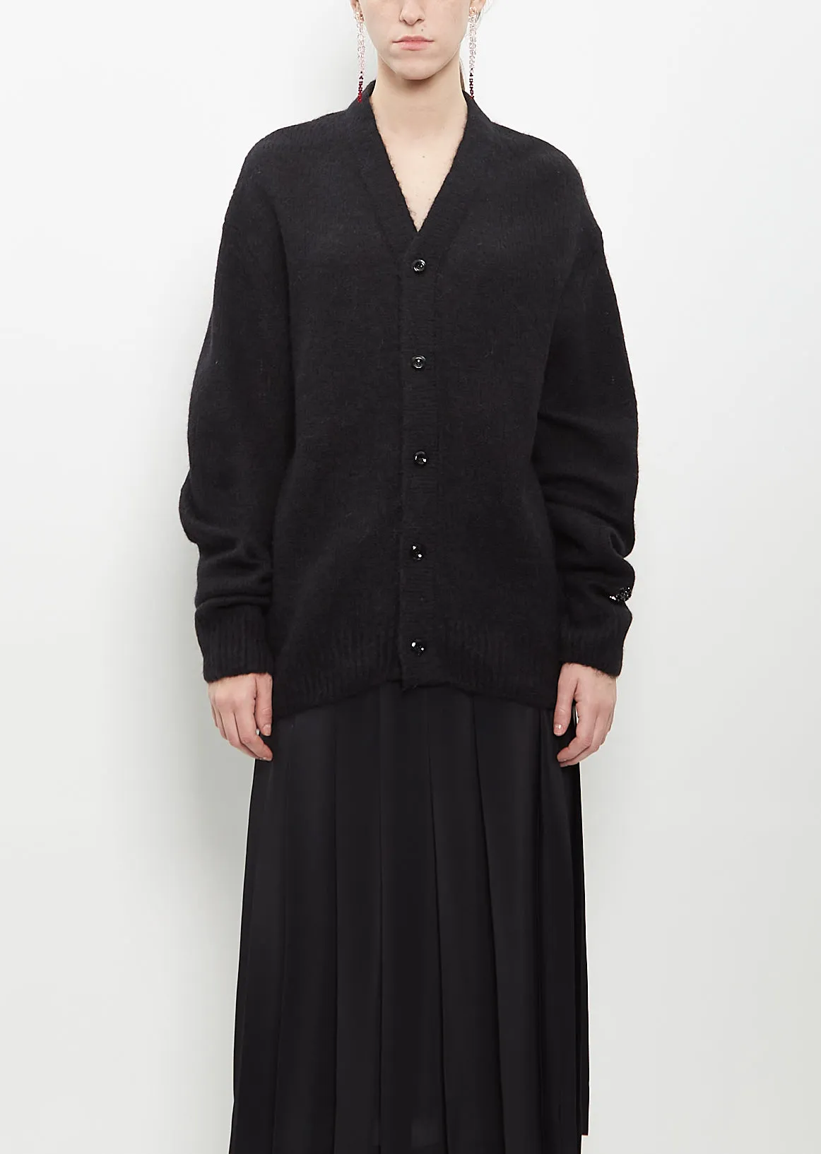 Alpaca Merino Wool Knit Cardigan — Black sold by La Garconne