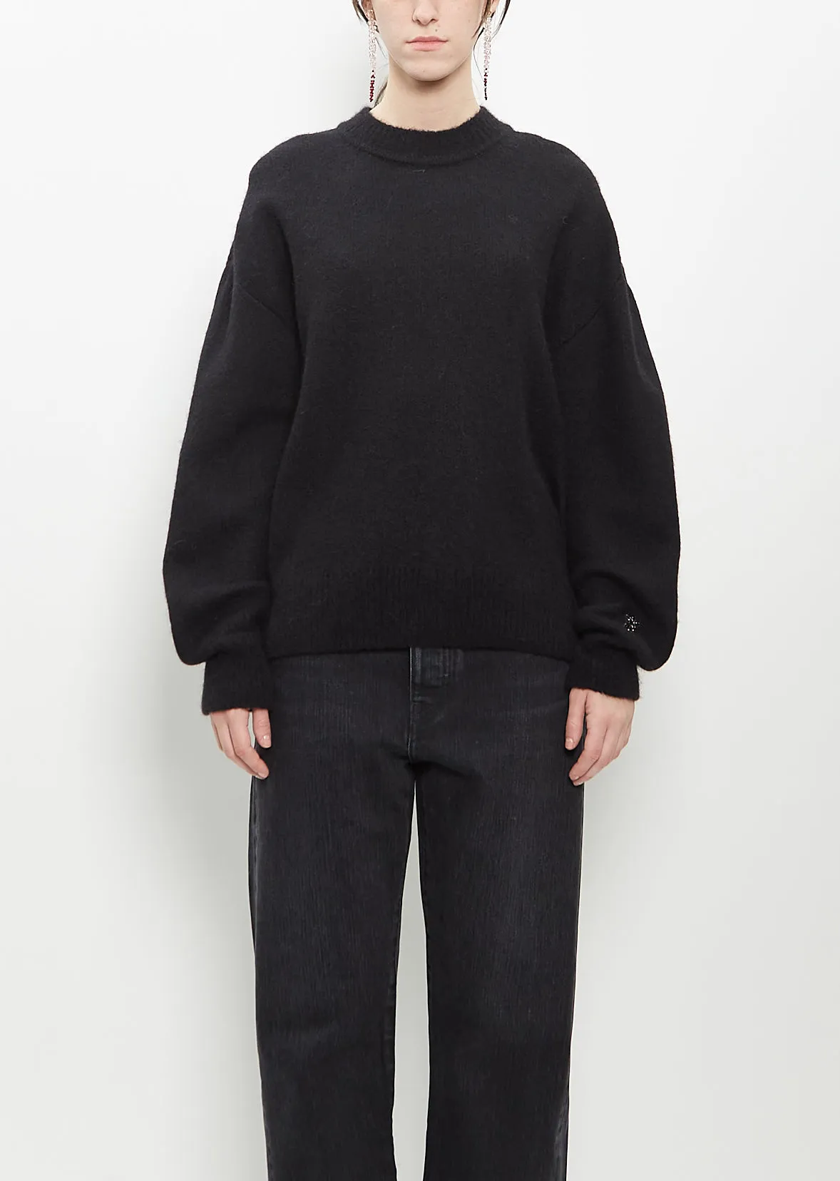 Alpaca Merino Wool Knit Jumper — Black sold by La Garconne
