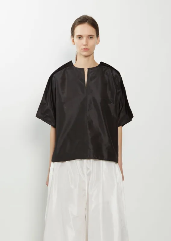 Woven Basta Silk Taffeta Slit Top sold by La Garconne