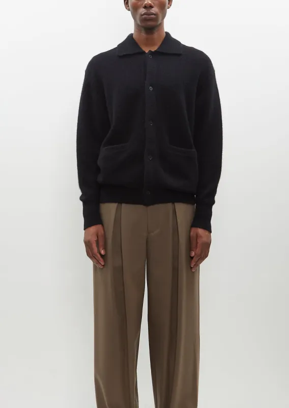 Fine Alpaca Collared Cardigan — Black sold by La Garconne