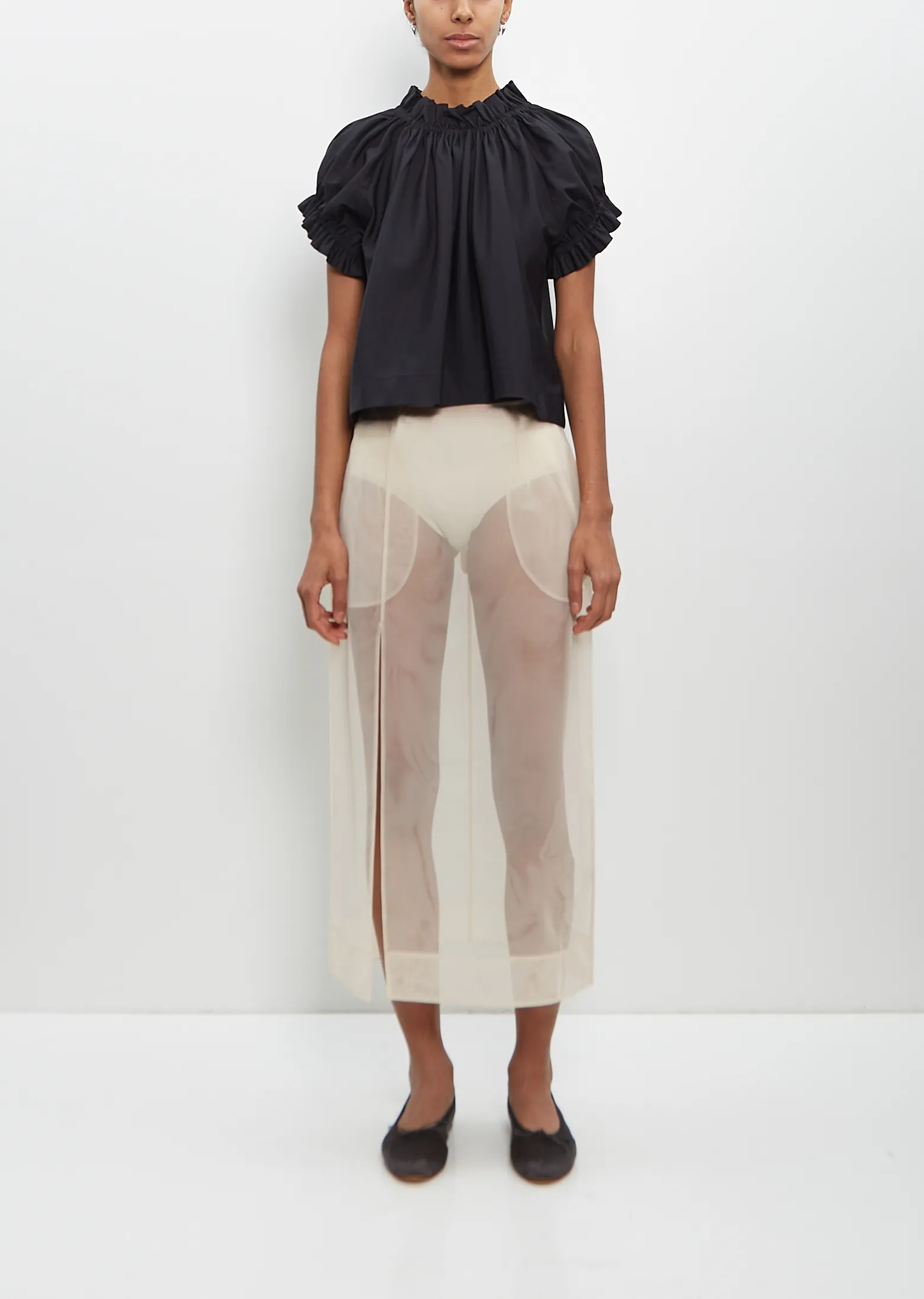 Nylon Sheer Pencil Skirt — Nude sold by La Garconne