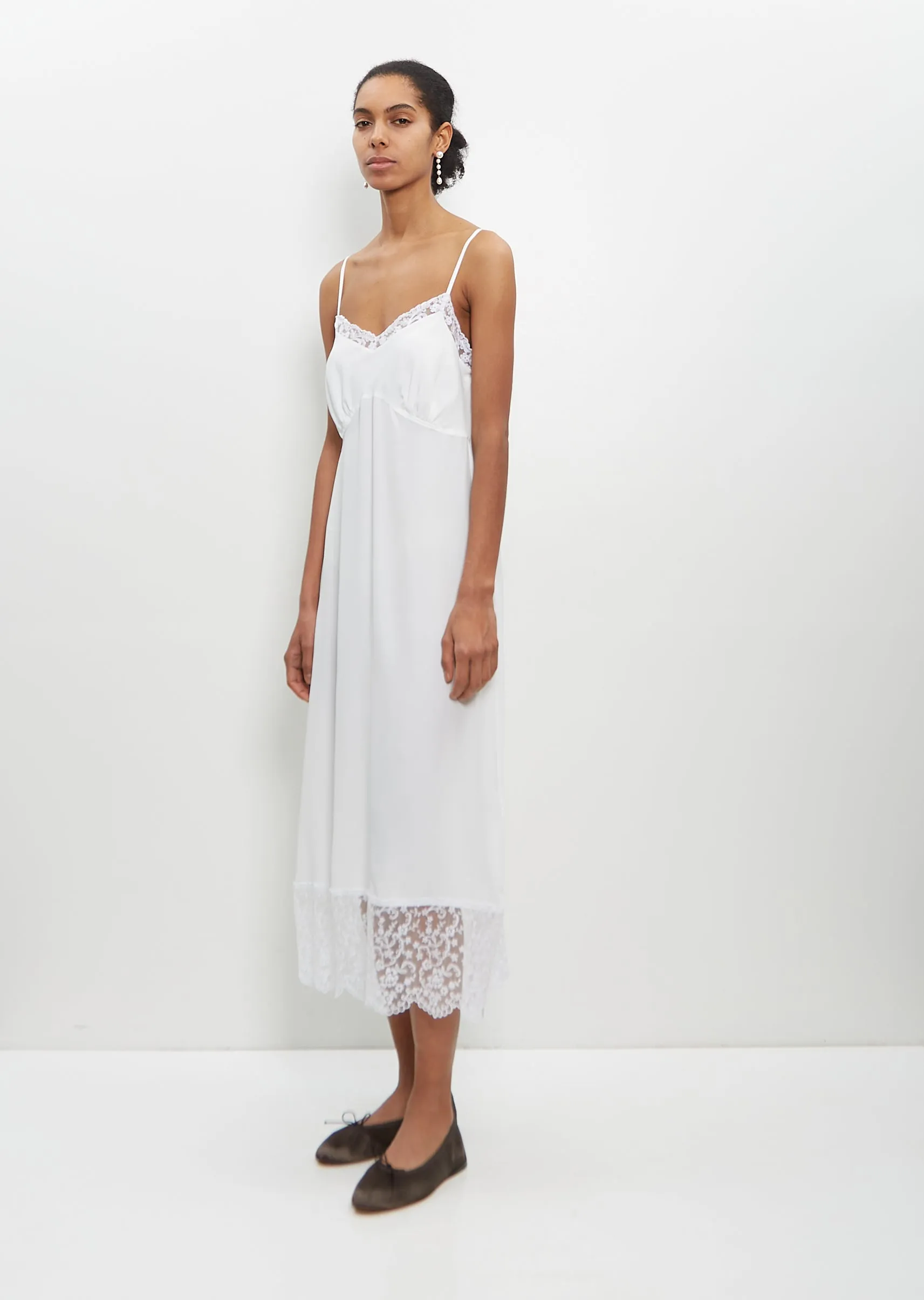 Silk Blend Lace Trim Slip Dress — Ivory sold by La Garconne product image thumbnail 4