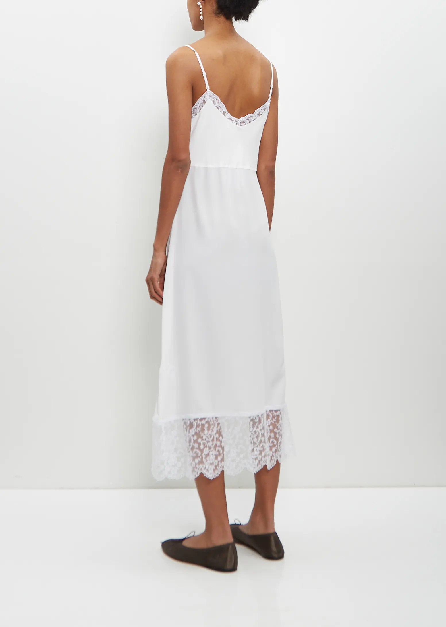Silk Blend Lace Trim Slip Dress — Ivory sold by La Garconne product image thumbnail 3