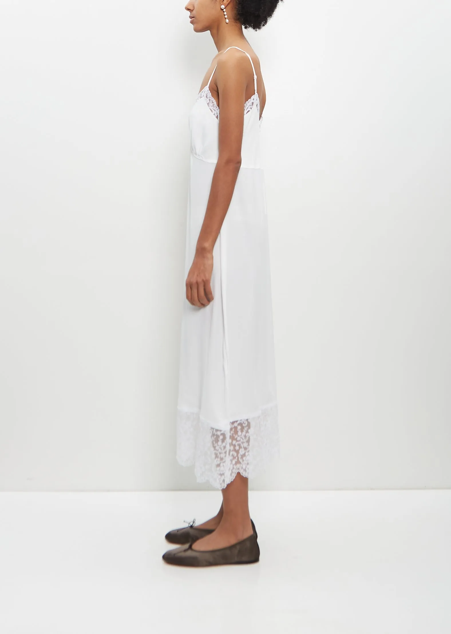 Silk Blend Lace Trim Slip Dress — Ivory sold by La Garconne product image thumbnail 2