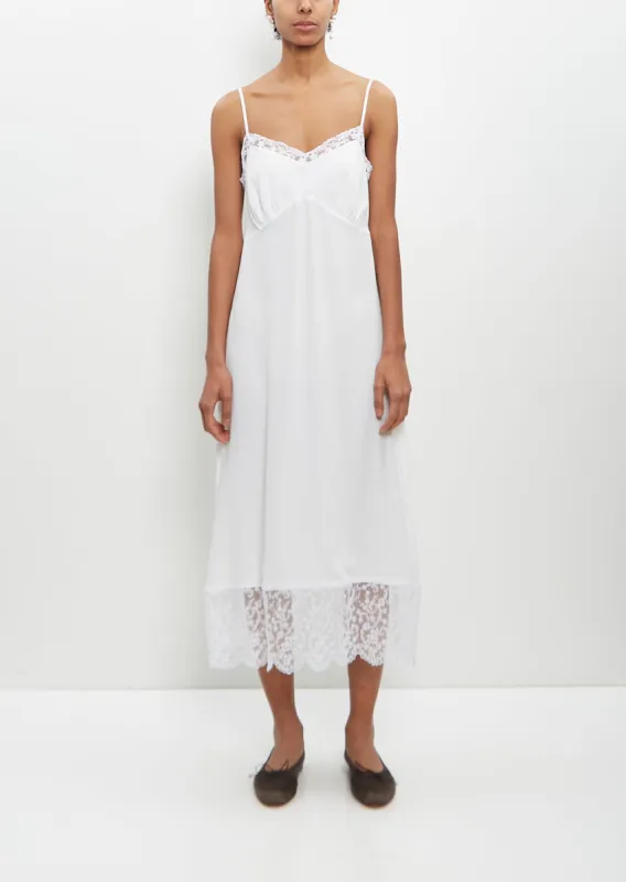 Silk Blend Lace Trim Slip Dress — Ivory sold by La Garconne