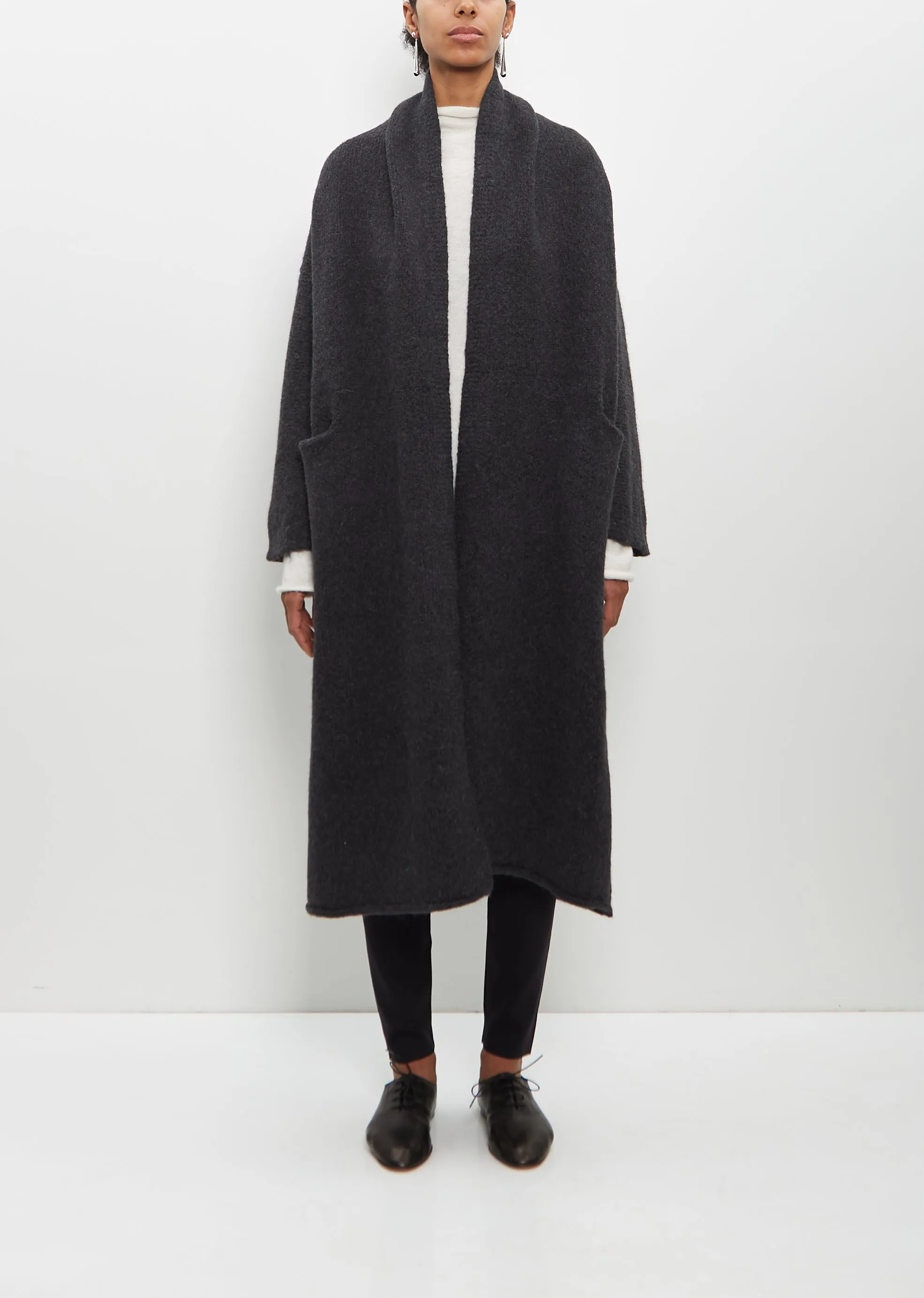 Alpaca Long Shawl Cardigan — Ink sold by La Garconne