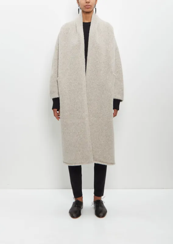 Alpaca Long Shawl Cardigan — Pebble sold by La Garconne
