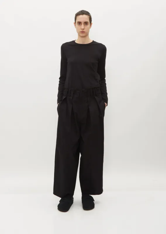 Tuck Gathered Pants — Black sold by La Garconne