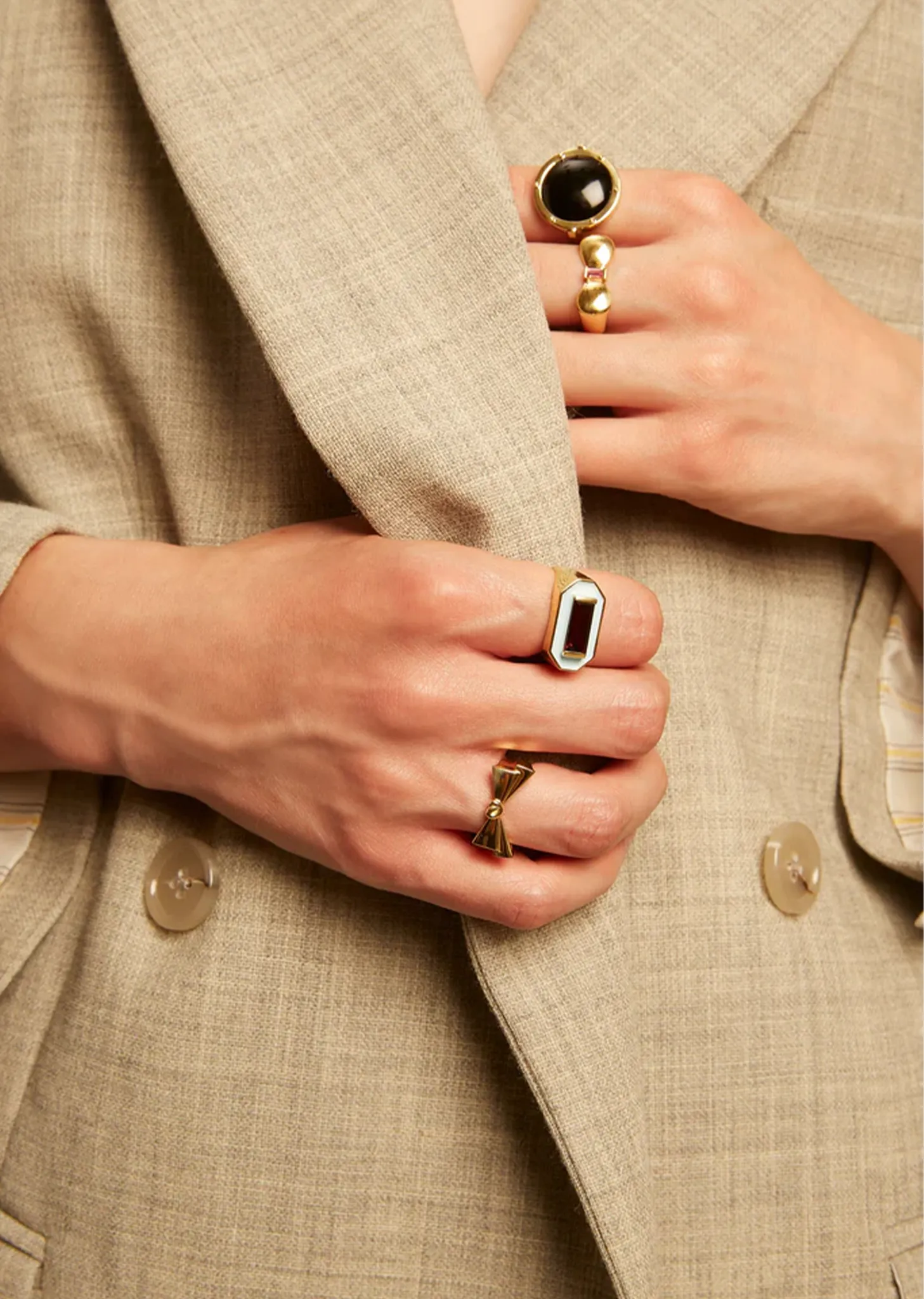 Deco Maxi Baguette Garnet Enamel Ring sold by La Garconne product image thumbnail 2