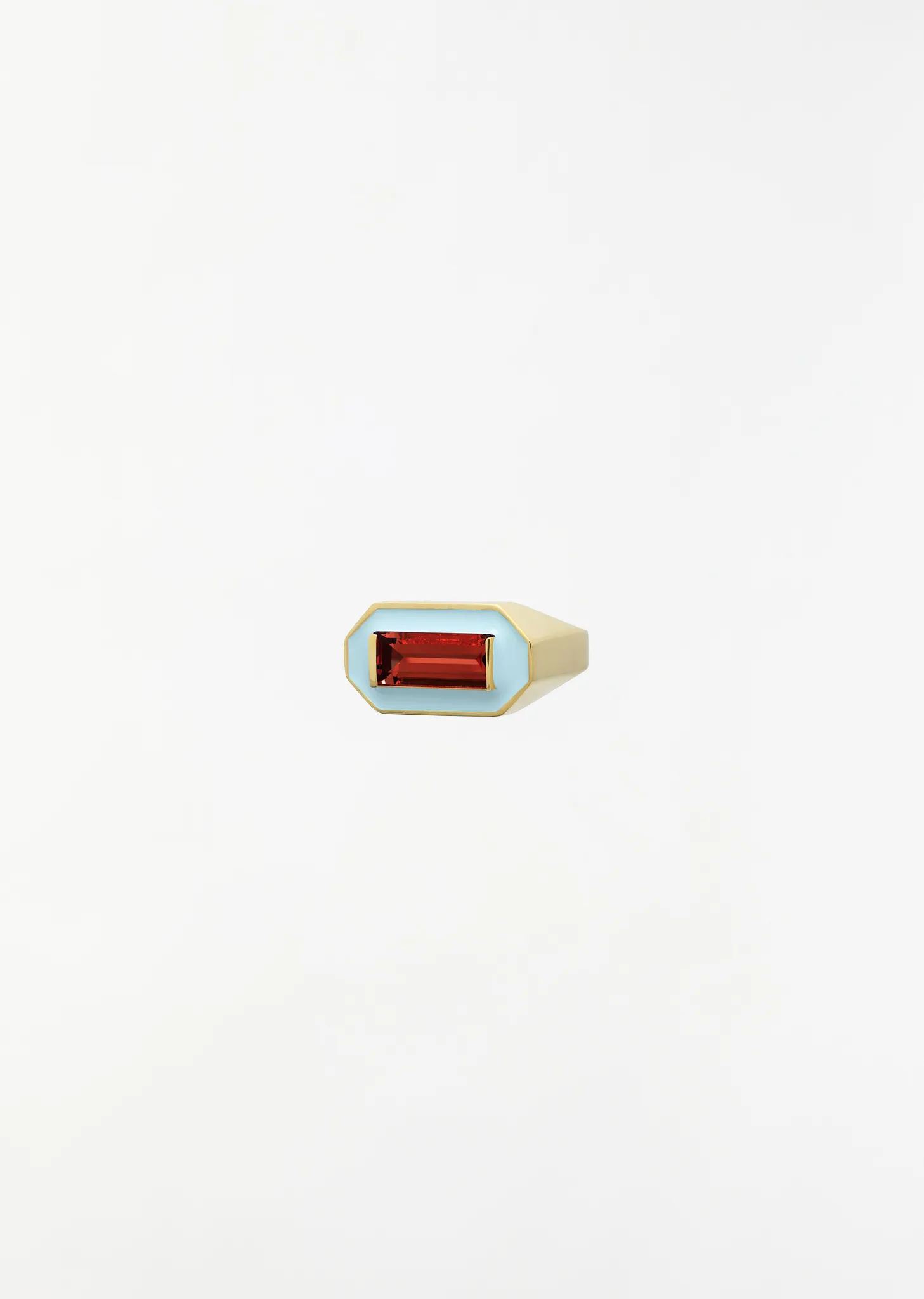 Deco Maxi Baguette Garnet Enamel Ring sold by La Garconne