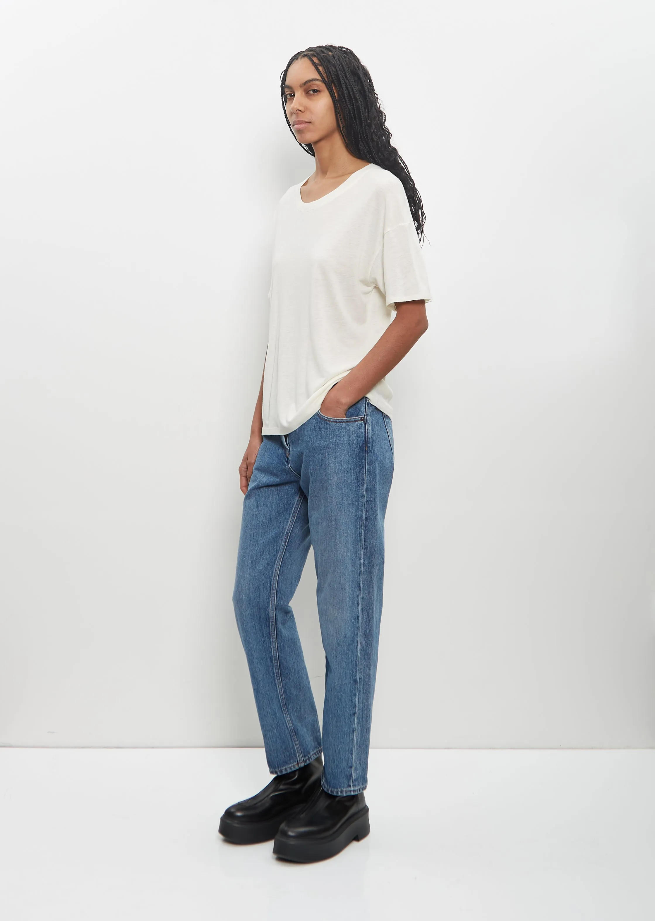 Wool Viscose Ezra Short Sleeved T-Shirt — Ivory sold by La Garconne product image thumbnail 5