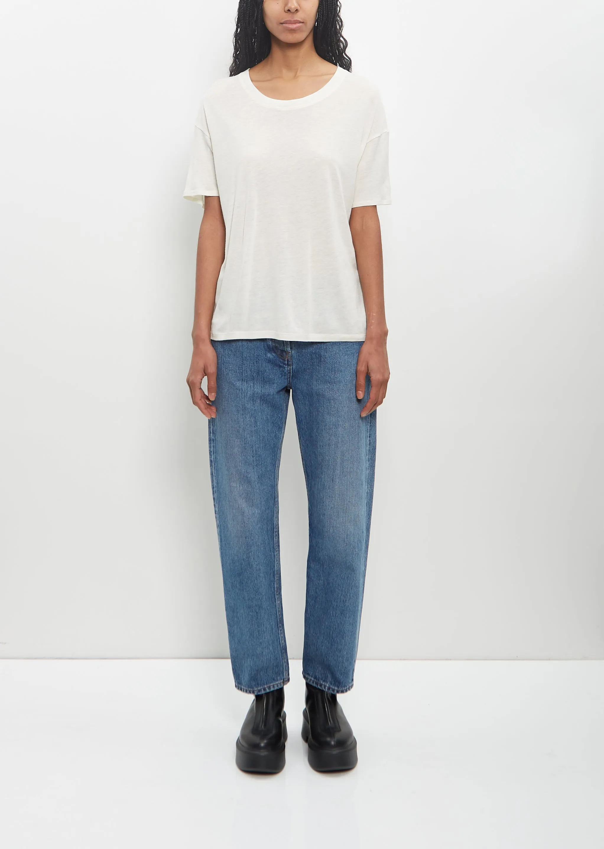 Wool Viscose Ezra Short Sleeved T-Shirt — Ivory sold by La Garconne product image thumbnail 4