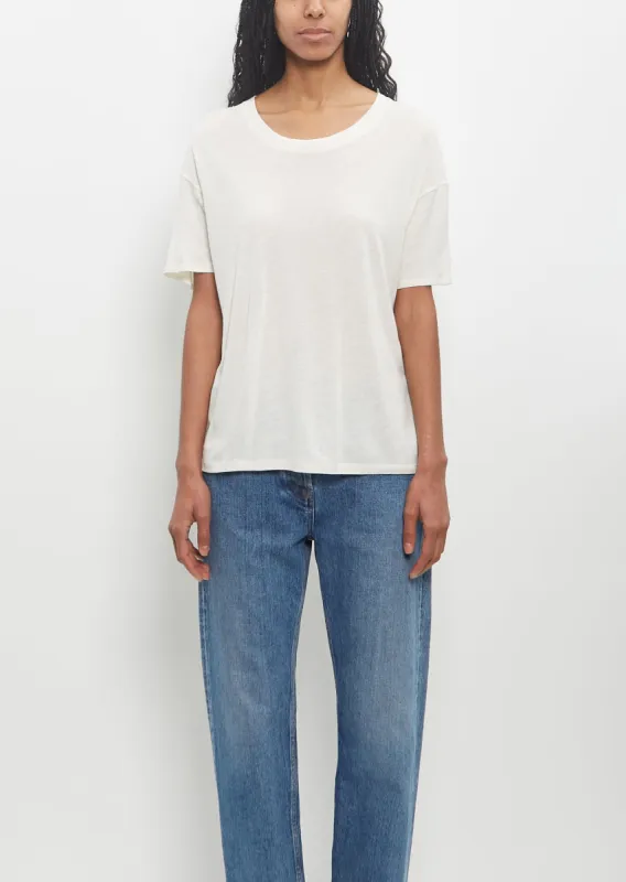 Wool Viscose Ezra Short Sleeved T-Shirt — Ivory made by La Garconne