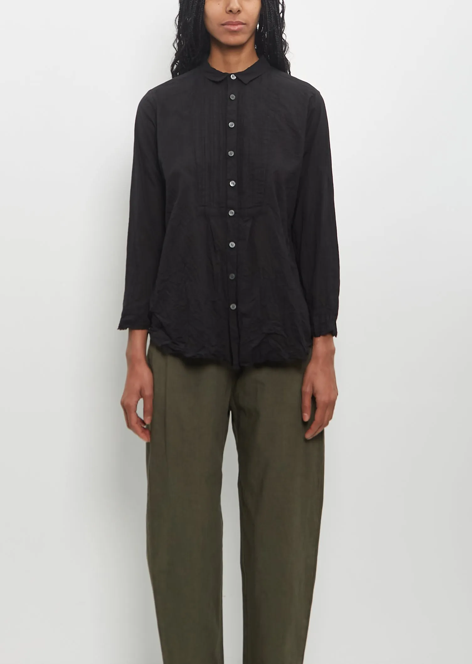 Cotton Lawn Random Pintuck Blouse sold by La Garconne