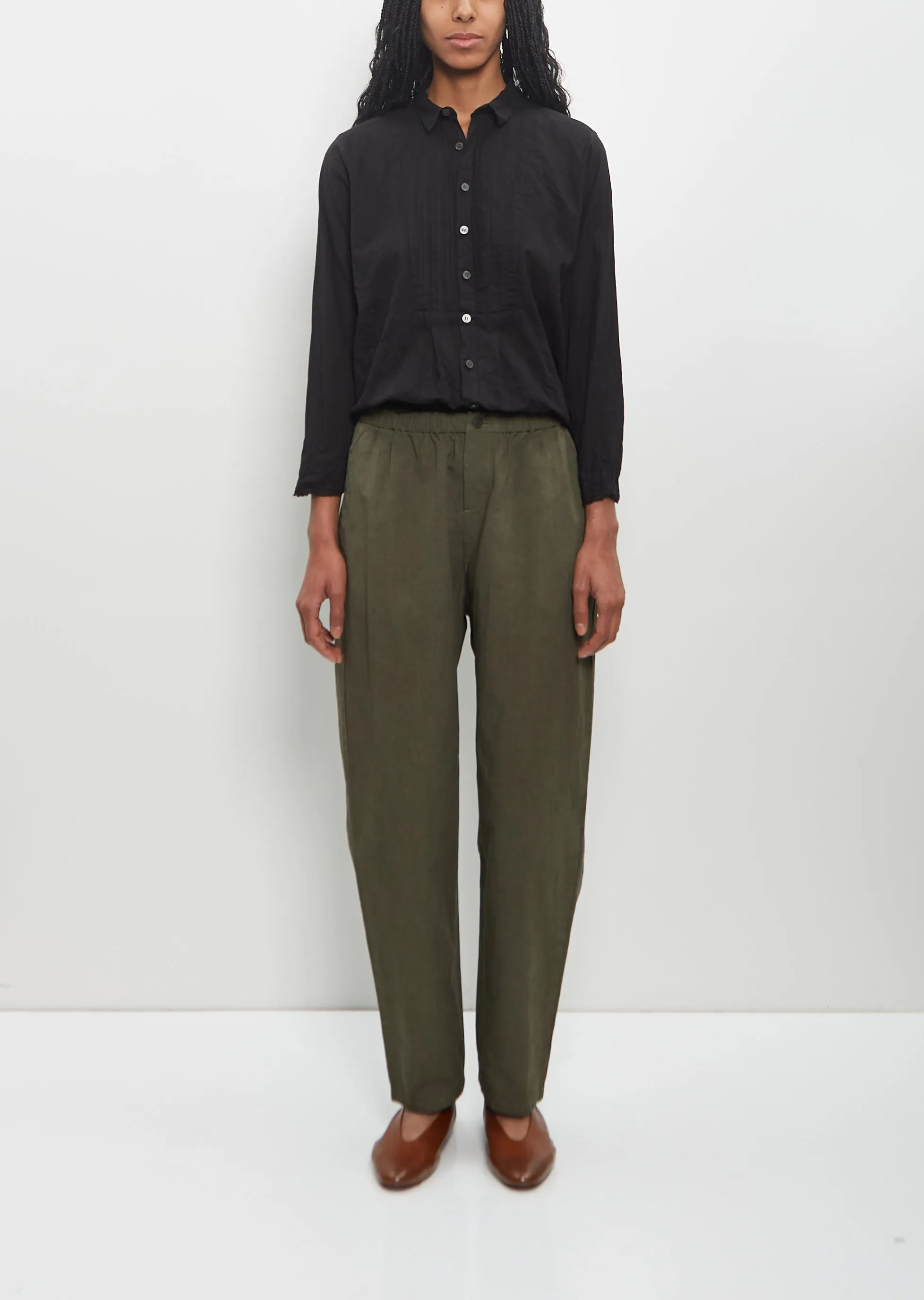 Cotton Hemp Loose Slim Pants — Khaki sold by La Garconne