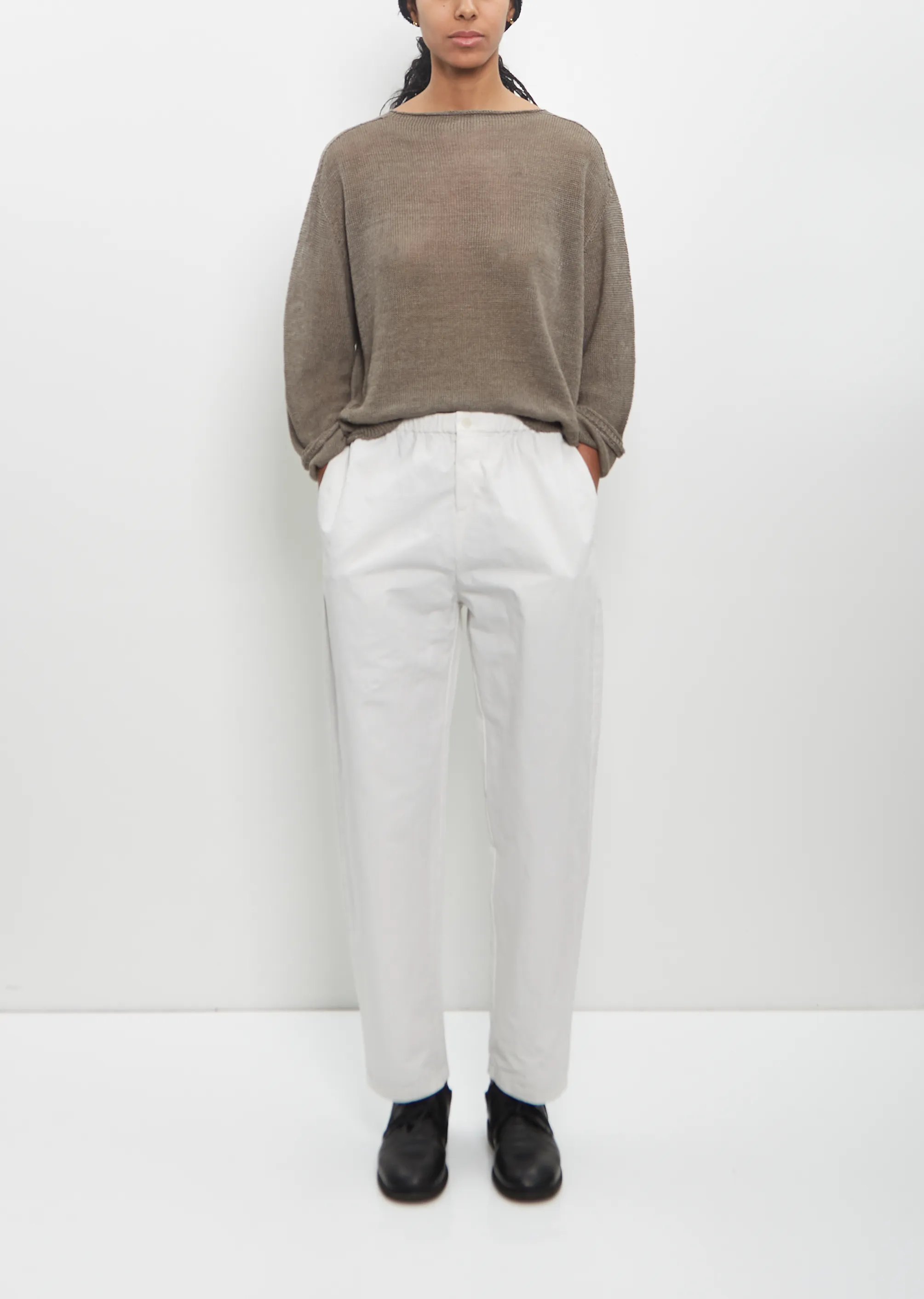 Cotton Hemp Loose Slim Pants — Ivory sold by La Garconne