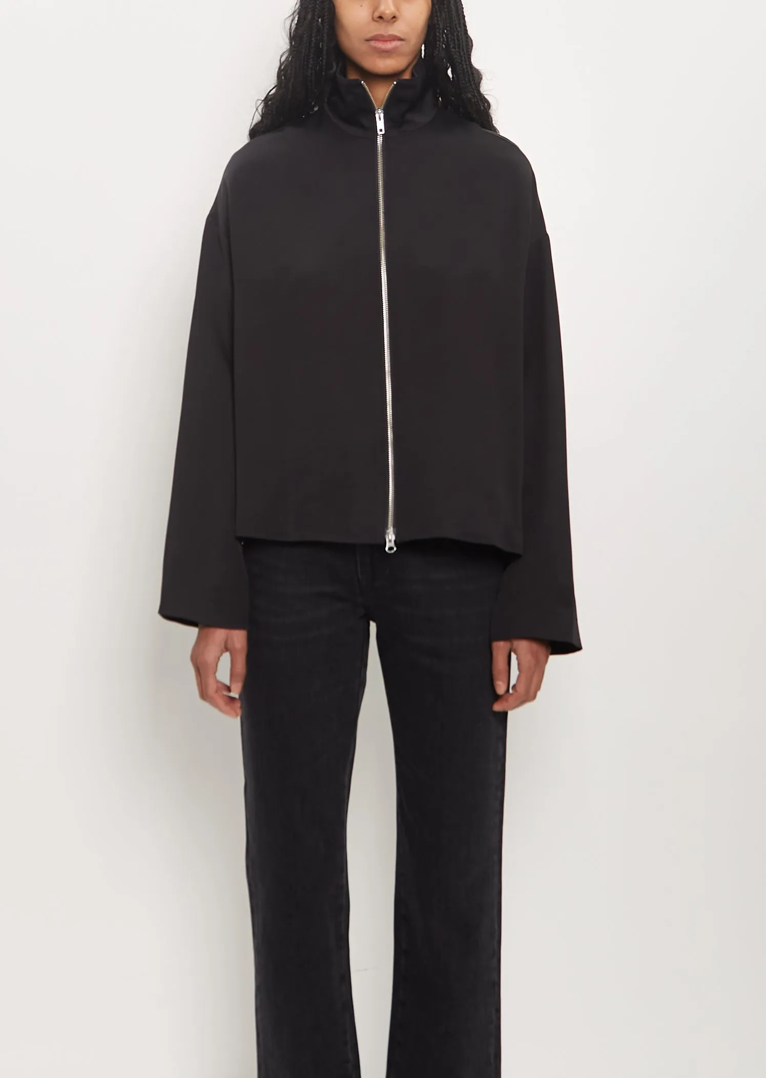 Viscose Liquid Jacket — Black sold by La Garconne
