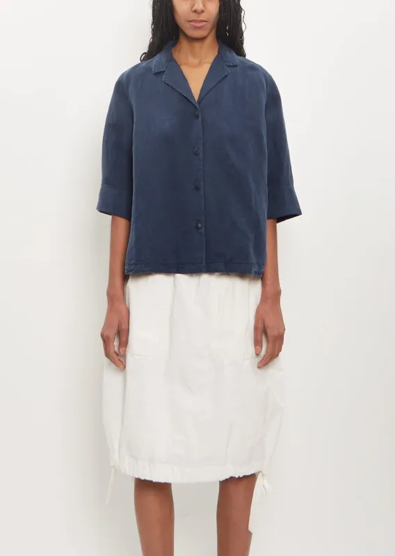 Lyocell Linen Officine Shirt — Navy sold by La Garconne