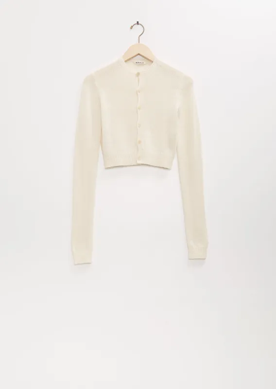 Summer Cashmere Knit Crewneck Cardigan sold by La Garconne