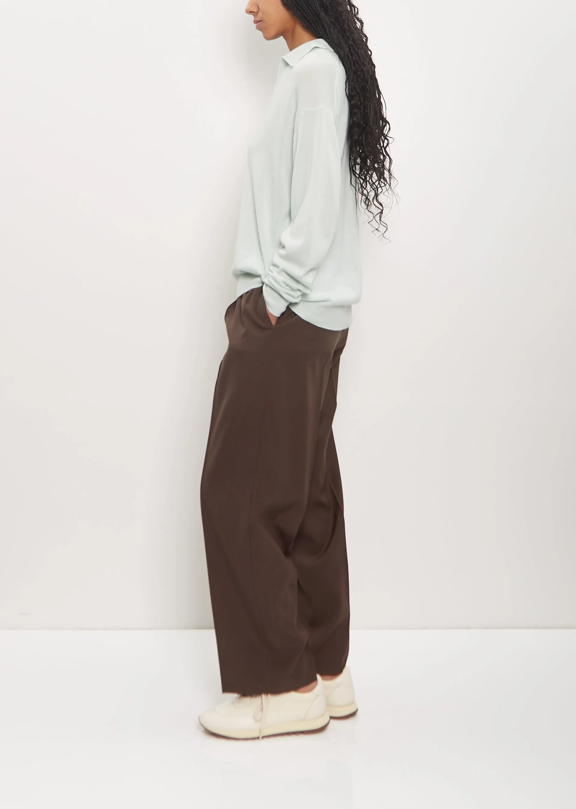 Super Fine Cashmere Silk Knit Skipper Polo — White Green sold by La Garconne product image thumbnail 2