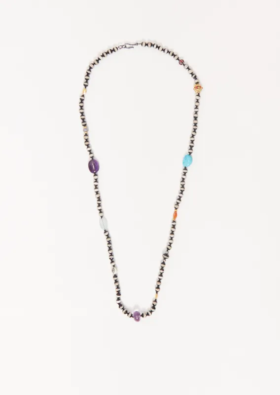 Black Agate Stripe Beaded Necklace 39 80cm sold by La Garconne