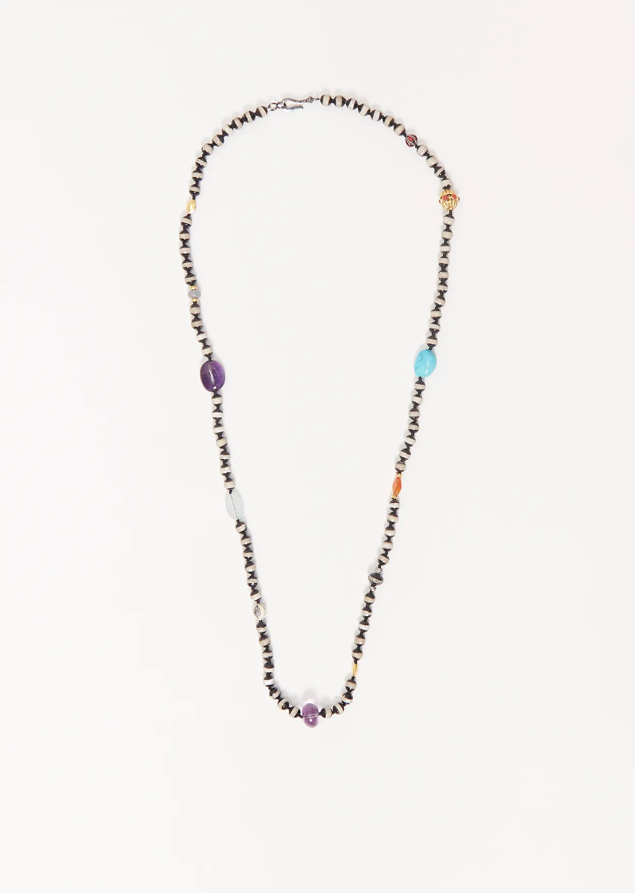 Black Agate Stripe Beaded Necklace 39 80cm sold by La Garconne