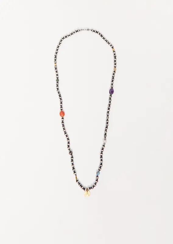 Black Agate Stripe Beaded Necklace 125 75cm sold by La Garconne