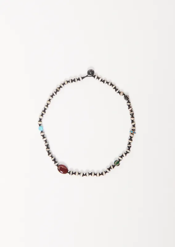 Black Agate Stripe Beaded Necklace 76 45cm sold by La Garconne