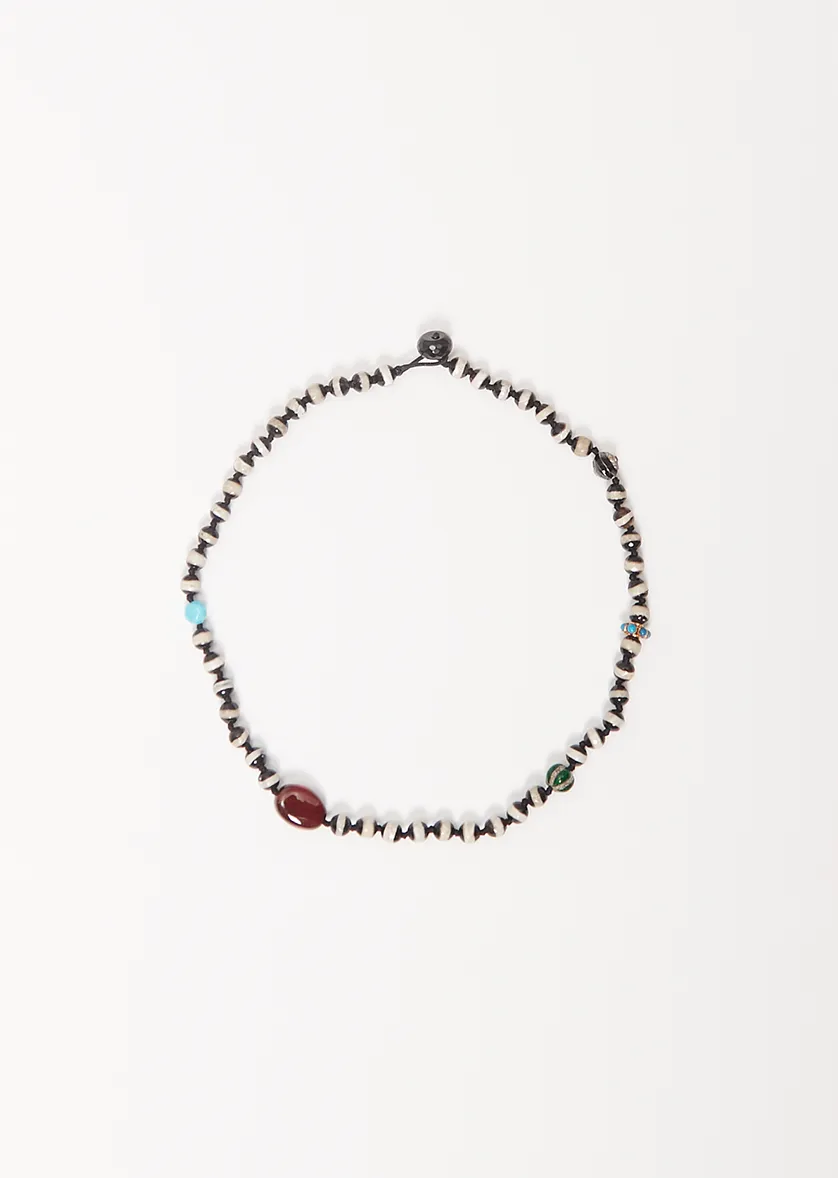 Black Agate Stripe Beaded Necklace 76 45cm sold by La Garconne