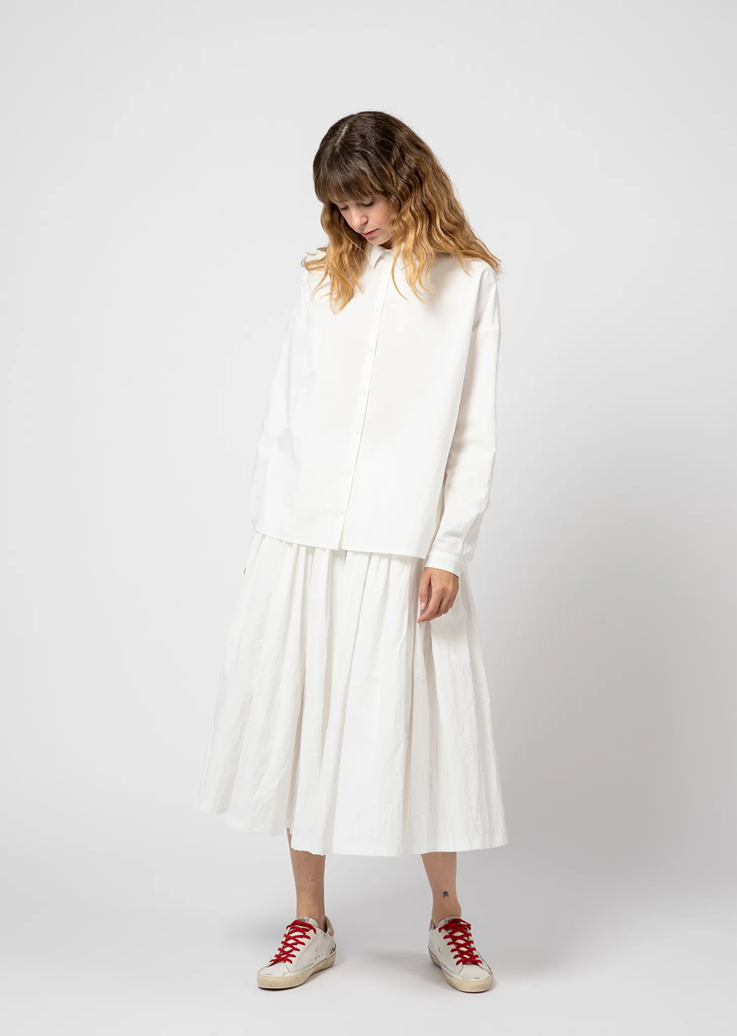 Cotton Pleated Pull On Skirt — Milk sold by La Garconne product image thumbnail 3
