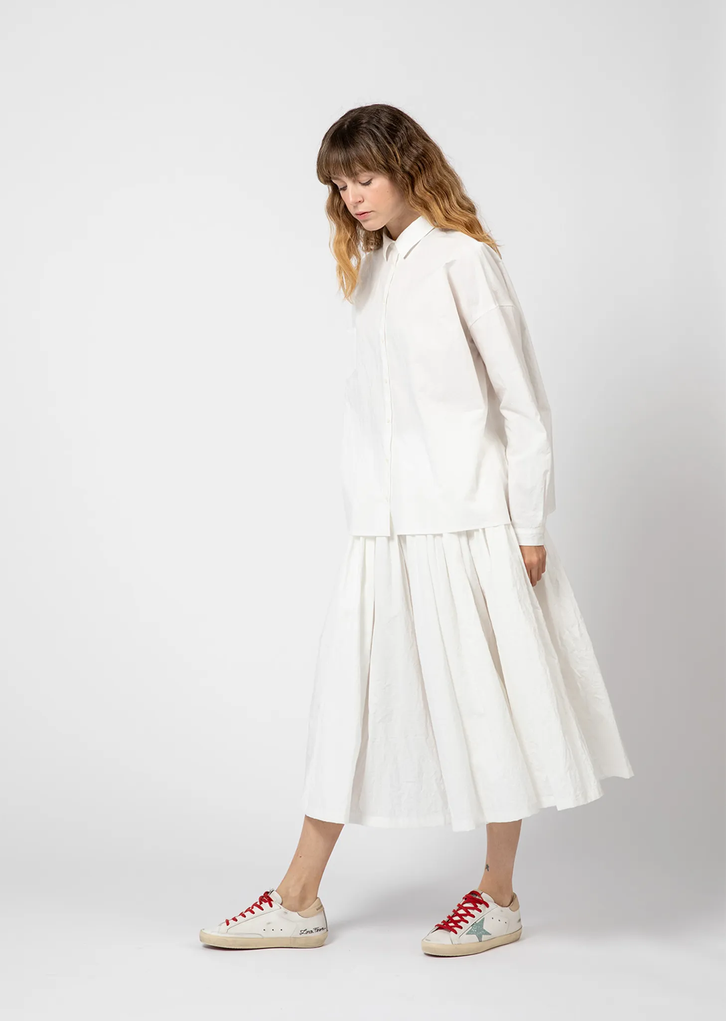 Cotton Pleated Pull On Skirt — Milk sold by La Garconne product image thumbnail 4