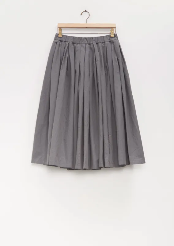 Cotton Pleated Pull On Skirt — Cement sold by La Garconne
